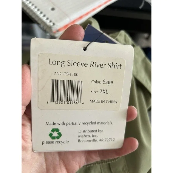 Men's Natural Gear River Shirt Sage Dry Vent NWT Sun Protection Size 2XL - Picture 9 of 9